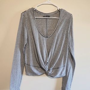 Gray and white stripped top
